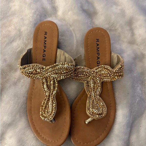 Rampage Women's Gold Beaded Sandals - Picture 1 of 6